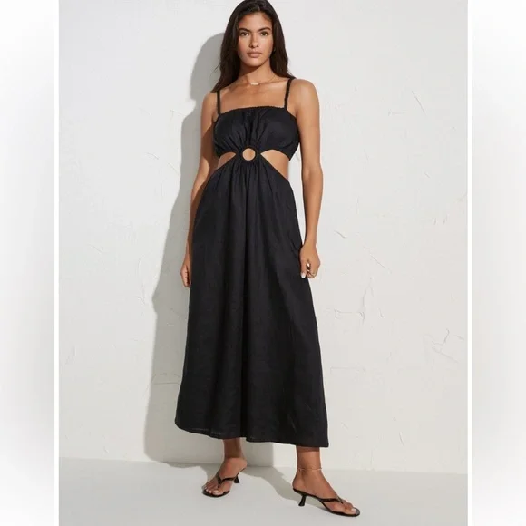 faithfull the brand cut out dress FAITHFULL Tayari Midi Dress in Plain White